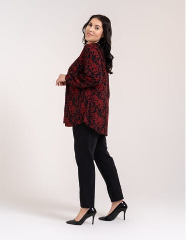 Bluzki z długim rękawem - Bluzka damska elegancka z naturalnej wiskozy o kroju oversize WZÓR 1 - produkt 11