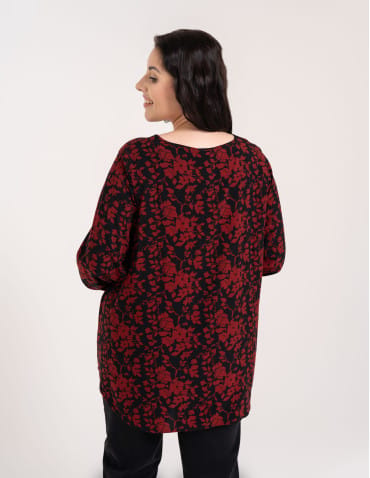 Bluzki z długim rękawem - Bluzka damska elegancka z naturalnej wiskozy o kroju oversize WZÓR 1 - produkt 12