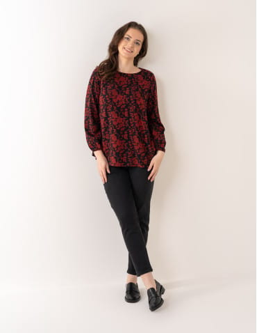 Bluzki z długim rękawem - Bluzka damska elegancka z naturalnej wiskozy o kroju oversize WZÓR 1 - produkt 3