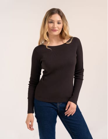 Bluzka damska bawełniana w prążek longsleeve