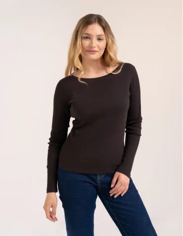 Bluzka damska bawełniana w prążek longsleeve