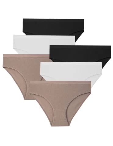 Figi bikini damskie prążkowane z bawełny komplet wygodnych majtek damskich 2XL 6-pak