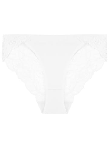 Majtki figi - Majtki damskie figi bawełniane eleganckie z koronkowym tyłem BIAŁY - produkt 1