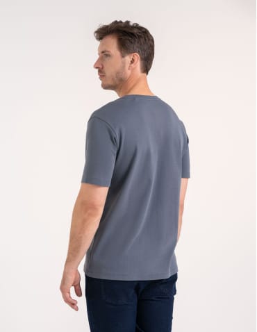 Koszulki z krótkim rękawem - Męski t-shirt bawełniany z dekoltem V na krótki rękaw z kieszonką SZARY - produkt 5