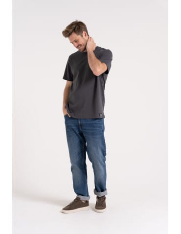 Koszulki z kr&oacute;tkim rękawem - T-shirt męski bawełniany 100% z kr&oacute;tkim rękawem koszulka casual CIEMNY SZARY - produkt 7