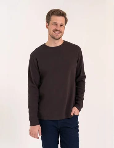 Męski longsleeve bawełniany 100% z długim rękawem o waflowej strukturze - produkt 2