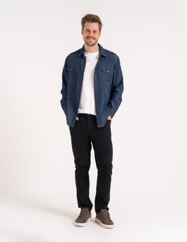 Mężczyzna - Koszula męska jeansowa denim klasyczna JEANS - produkt 2