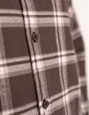 Piżamy z długim rękawem - Piżama męska 100% bawełniana flanelowa w kratę rozpinana na guziki BRĄZOWY - produkt 6