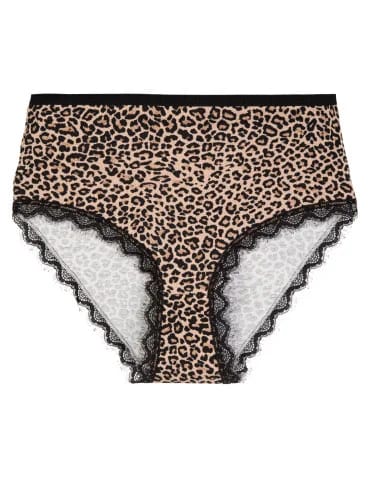 Figi damskie maxi bikini bawełniane w panterkę majtki z koronkowym wykończeniem 3-pak - produkt 2