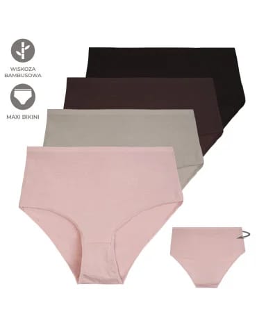 Figi damskie maxi bikini z wiskozy bambusowej gładkie majtki z wysokim stanem 4-pak