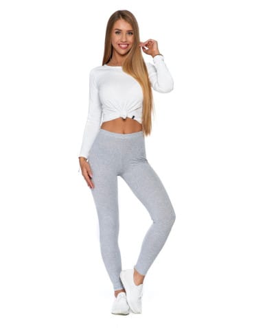 Legginsy damskie - Klasyczne bawełniane legginsy damskie JASNY SZARY - produkt 7