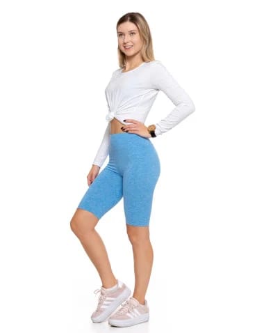 Legginsy damskie - Legginsy damskie wysoki stan typu kolarka peach touch NIEBIESKI - produkt 1