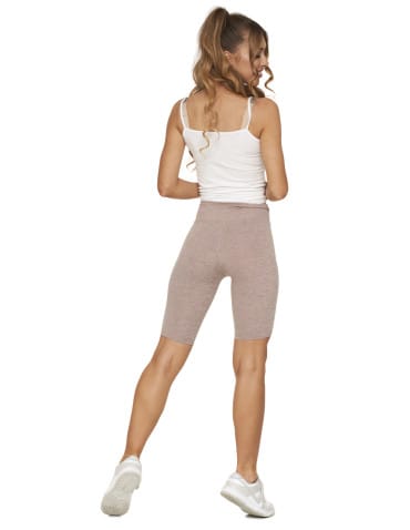 Legginsy damskie - Legginsy damskie wysoki stan typu kolarka peach touch BEŻOWY - produkt 5