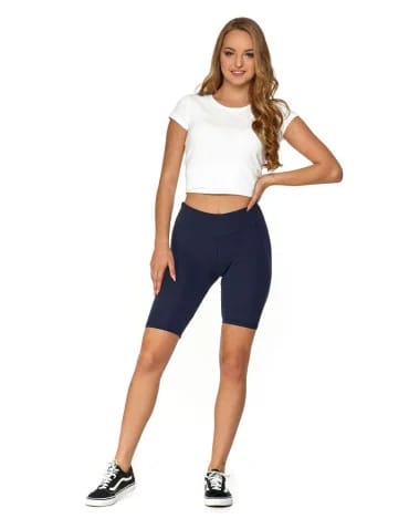 Legginsy damskie - Legginsy damskie wysoki stan typu kolarka peach touch GRANATOWY - produkt 1