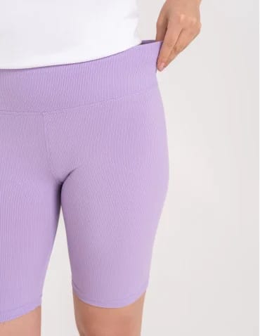 Legginsy damskie - Legginsy kolarki damskie w prążek wysoki stan FIOLETOWY - produkt 1