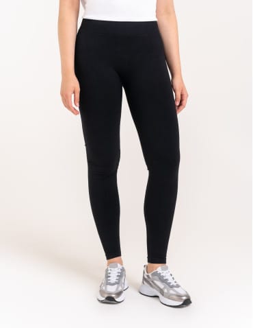 Legginsy z wysokim stanem - Leginsy damskie bezszwowe z wysokim stanem prążkowane getry kryjące sportowe CZARNY - produkt 2