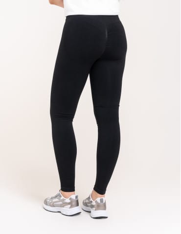 Legginsy z wysokim stanem - Leginsy damskie bezszwowe z wysokim stanem prążkowane getry kryjące sportowe CZARNY - produkt 4