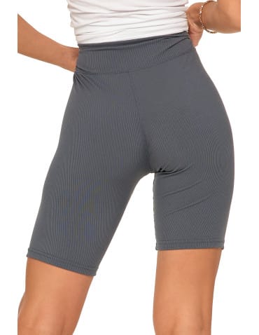 Legginsy damskie - Legginsy kolarki damskie w prążek wysoki stan SZARY - produkt 5