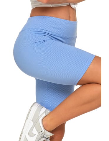 Legginsy damskie - Legginsy kolarki damskie w prążek wysoki stan NIEBIESKI - produkt 4