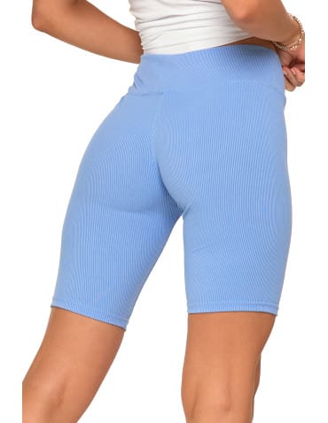 Legginsy damskie - Legginsy kolarki damskie w prążek wysoki stan NIEBIESKI - produkt 5