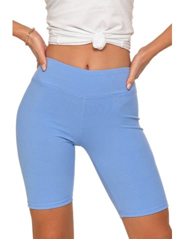Legginsy damskie - Legginsy kolarki damskie w prążek wysoki stan NIEBIESKI - produkt 6