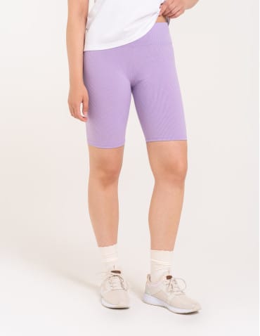 Legginsy damskie - Legginsy kolarki damskie w prążek wysoki stan FIOLETOWY - produkt 4