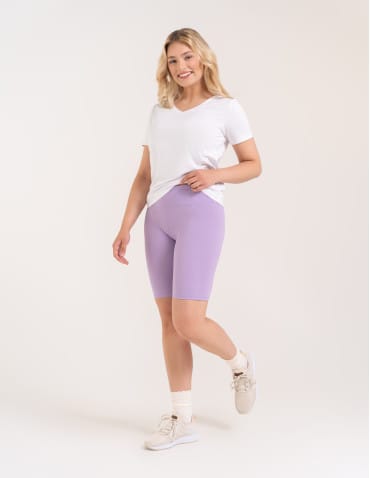 Legginsy damskie - Legginsy kolarki damskie w prążek wysoki stan FIOLETOWY - produkt 8