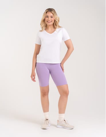 Legginsy damskie - Legginsy kolarki damskie w prążek wysoki stan FIOLETOWY - produkt 9