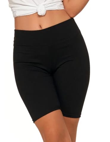 Legginsy damskie - Legginsy kolarki damskie w prążek wysoki stan CZARNY - produkt 1