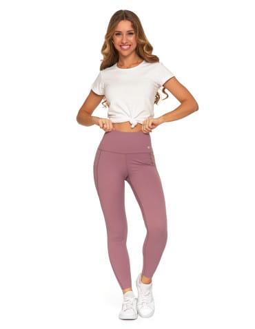 Legginsy damskie - Legginsy damskie z wysokim stanem funkcyjne RÓŻOWY - produkt 8