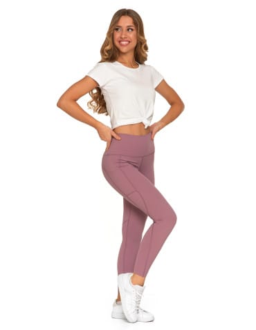 Legginsy damskie - Legginsy damskie z wysokim stanem funkcyjne RÓŻOWY - produkt 11
