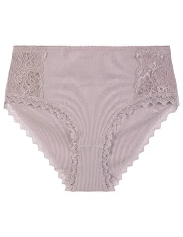 Figi damskie maxi bikini prążkowane majtki z wysokim stanem z koronkową wstawką 3-pak - produkt 2
