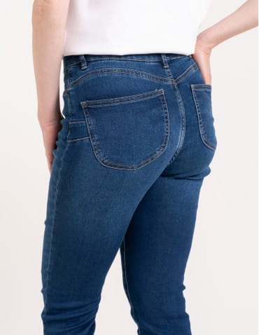 Jeansy - Wygodne jeansy damskie Slim Fit elastyczne skinny dopasowane CIEMNY NIEBIESKI - produkt 6