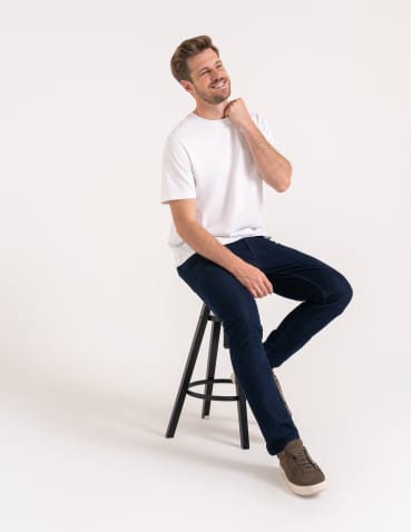 Spodnie męskie - Spodnie męskie jeansy proste nogawki JEANS - produkt 4