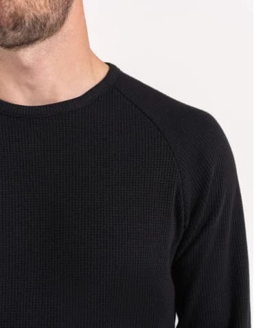 Koszulka męska longsleeve ze strukturą i okrągłym