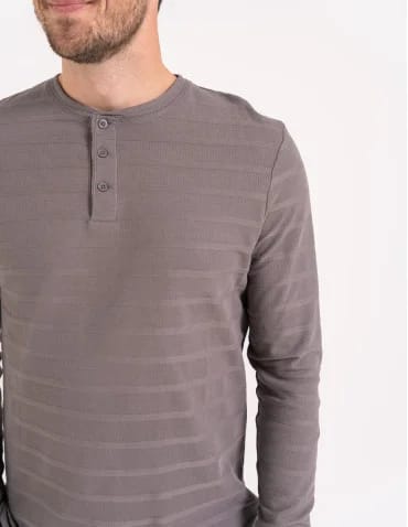 Koszulka męska longsleeve bawełniany z guzikami - produkt 2