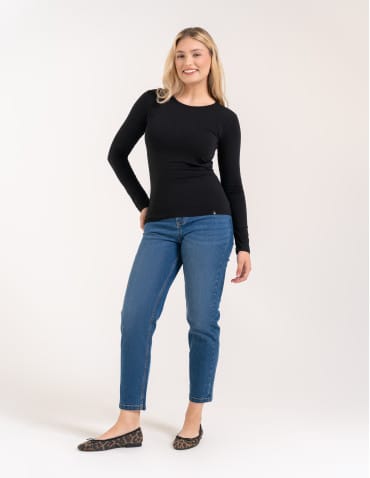 T-shirty i podkoszulki - Podkoszulek damski bawełniany z długim rękawem CZARNY - produkt 4
