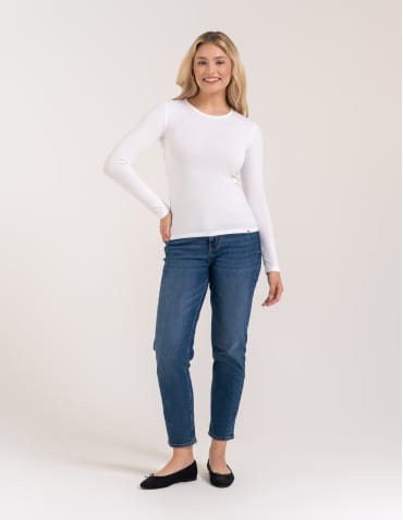 T-shirty i podkoszulki - Podkoszulek damski bawełniany z długim rękawem BIAŁY - produkt 2