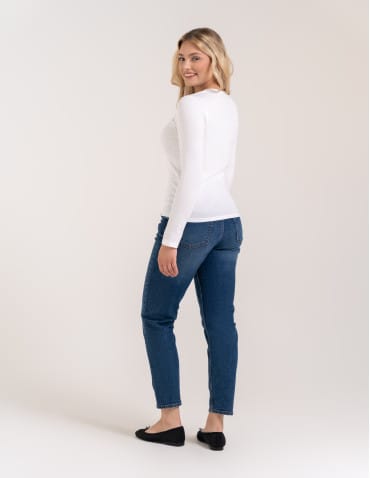 T-shirty i podkoszulki - Podkoszulek damski bawełniany z długim rękawem BIAŁY - produkt 5