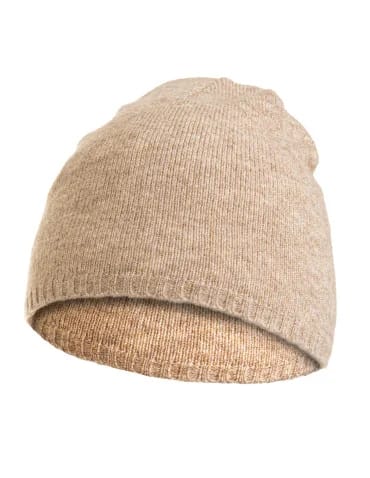 Czapki i opaski - Miękka czapka damska beanie z domieszką wełny BEŻOWY - produkt 1