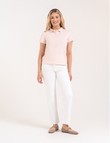Koszulki polo - Koszulka polo damska z kołnierzykiem RÓŻOWY - produkt 5
