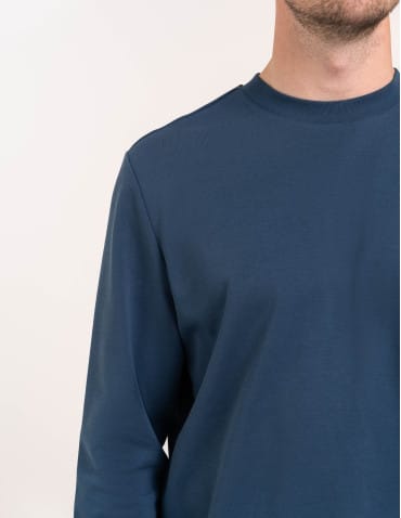 Koszulki z długim rękawem - Koszulka męska z długim rękawem longsleeve bawełniana bez wzoru GRANATOWY - produkt 2
