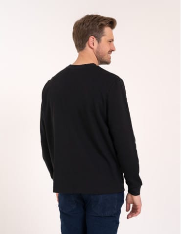 Koszulki z długim rękawem - Koszulka męska z długim rękawem longsleeve bawełniana bez wzoru CZARNY - produkt 6