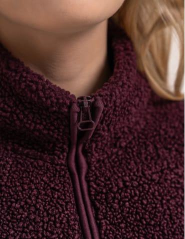 Kurtki damskie - Bluza polarowa damska sherpa baranek o kroju boxy ze stójką i kieszeniami FIOLETOWY - produkt 2