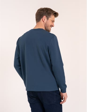Koszulki z długim rękawem - Koszulka męska z długim rękawem longsleeve bawełniana bez wzoru GRANATOWY - produkt 6