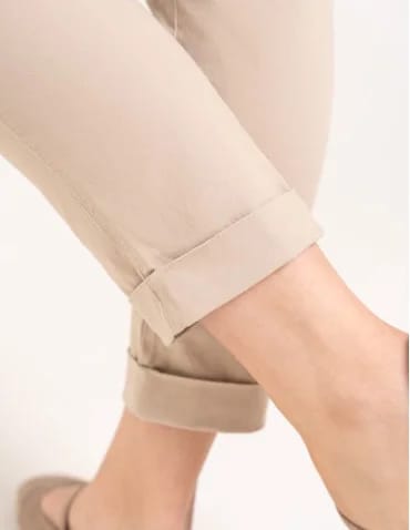 Spodnie damskie - Spodnie damskie jogger w stylu casual z bawełny BEŻOWY - produkt 1