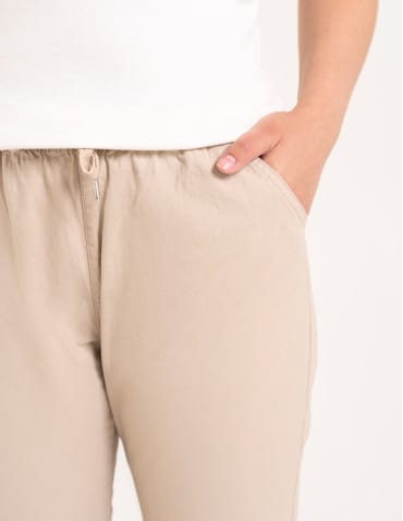 Spodnie damskie - Spodnie damskie jogger w stylu casual z bawełny BEŻOWY - produkt 7