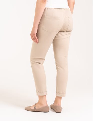Spodnie damskie - Spodnie damskie jogger w stylu casual z bawełny BEŻOWY - produkt 9