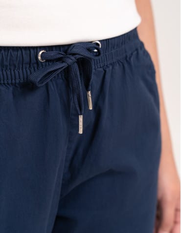 Spodnie damskie - Spodnie damskie jogger w stylu casual z bawełny GRANATOWY - produkt 7