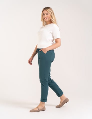 Spodnie damskie - Spodnie damskie jogger w stylu casual z bawełny ZIELONY - produkt 3
